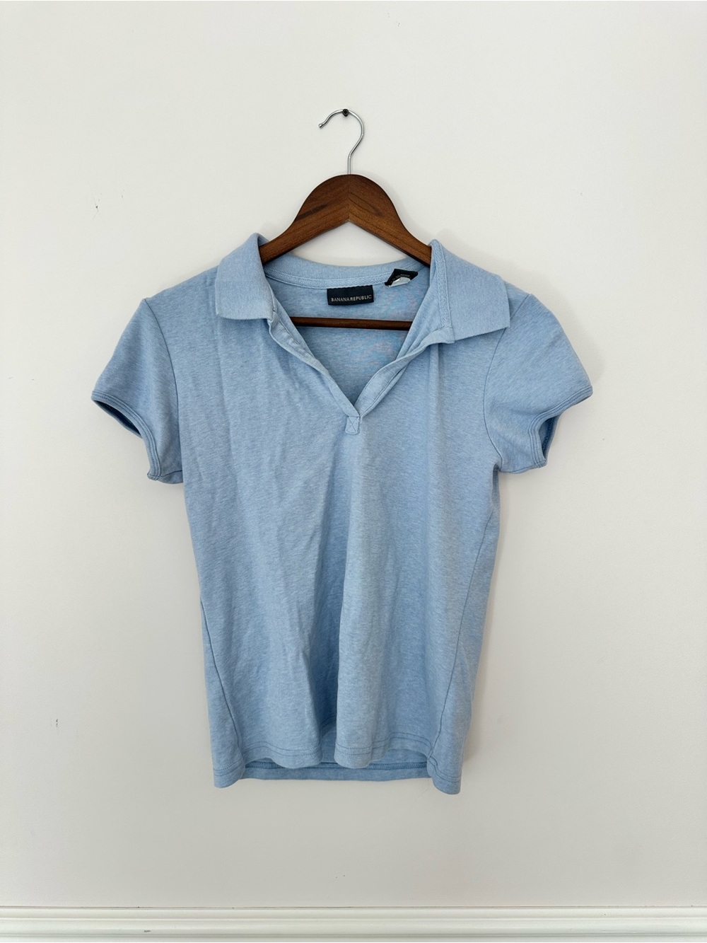 Banana Republic Pale Blue Polo-Style Short Sleeve Top